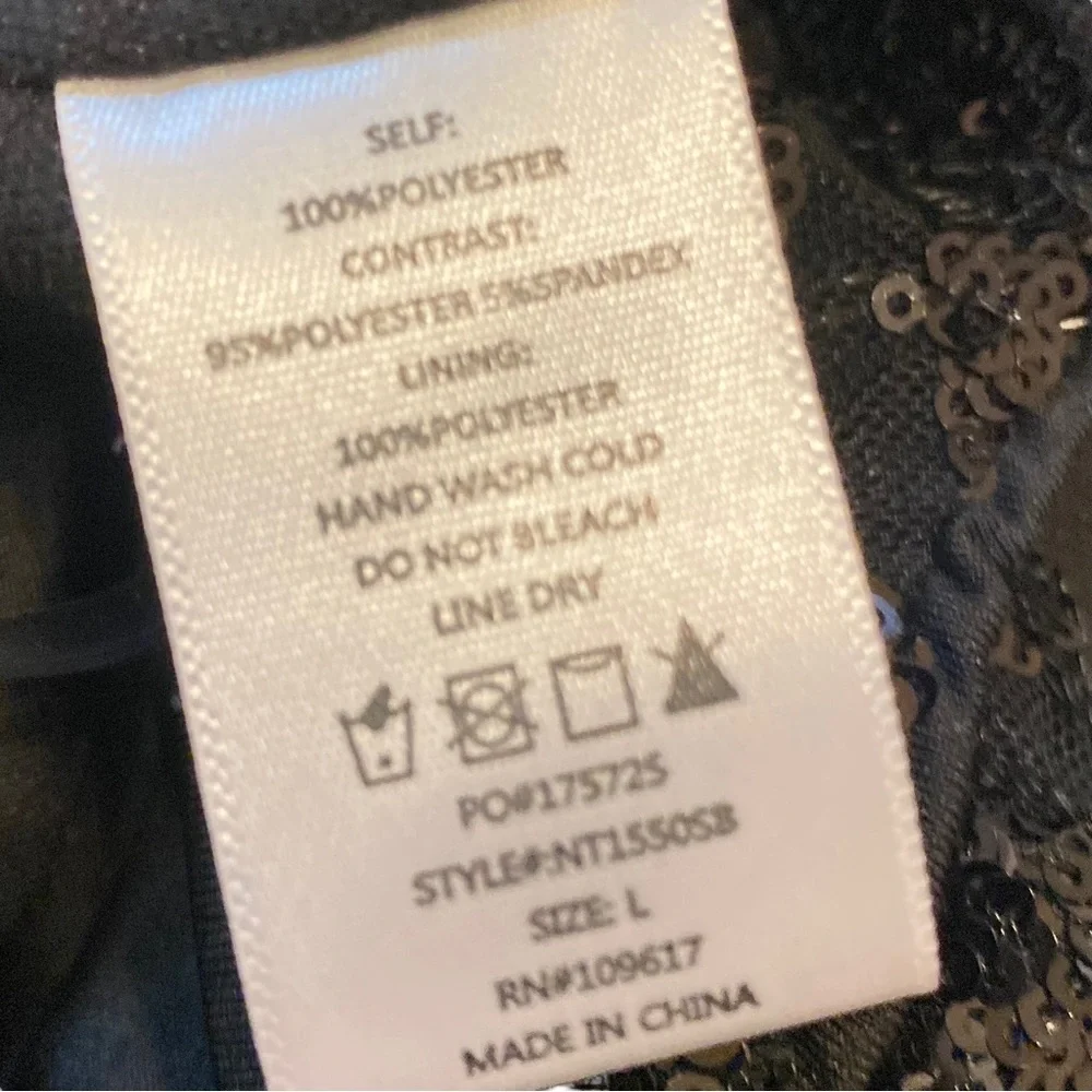 NWT SHINESTAR Black Sequins Bodysuit, Size Large - Picture 8 of 12